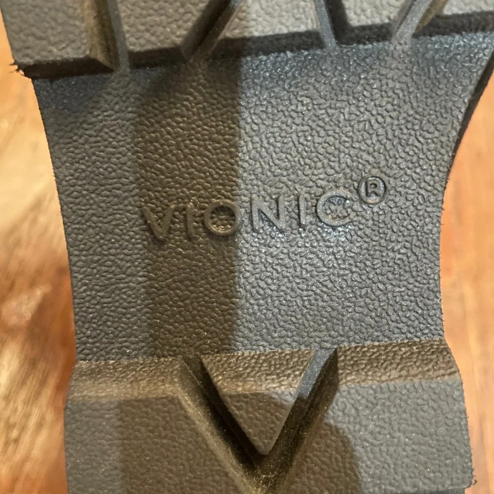 Vionic Willa Wedge Loafers Womens Black Suede Platform Lug Sole Shoes Size 8